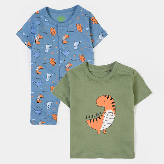 Infant Boys Cotton Jersey 2 Piece Set Little Dino - Blue/Green