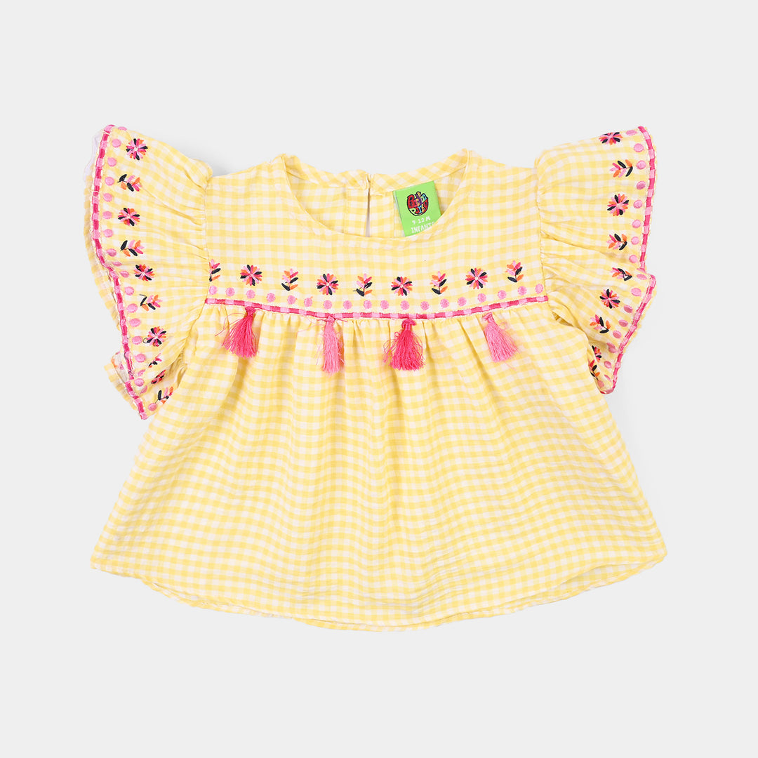 Infant Girls PC Emb Top Sunny-Yellow