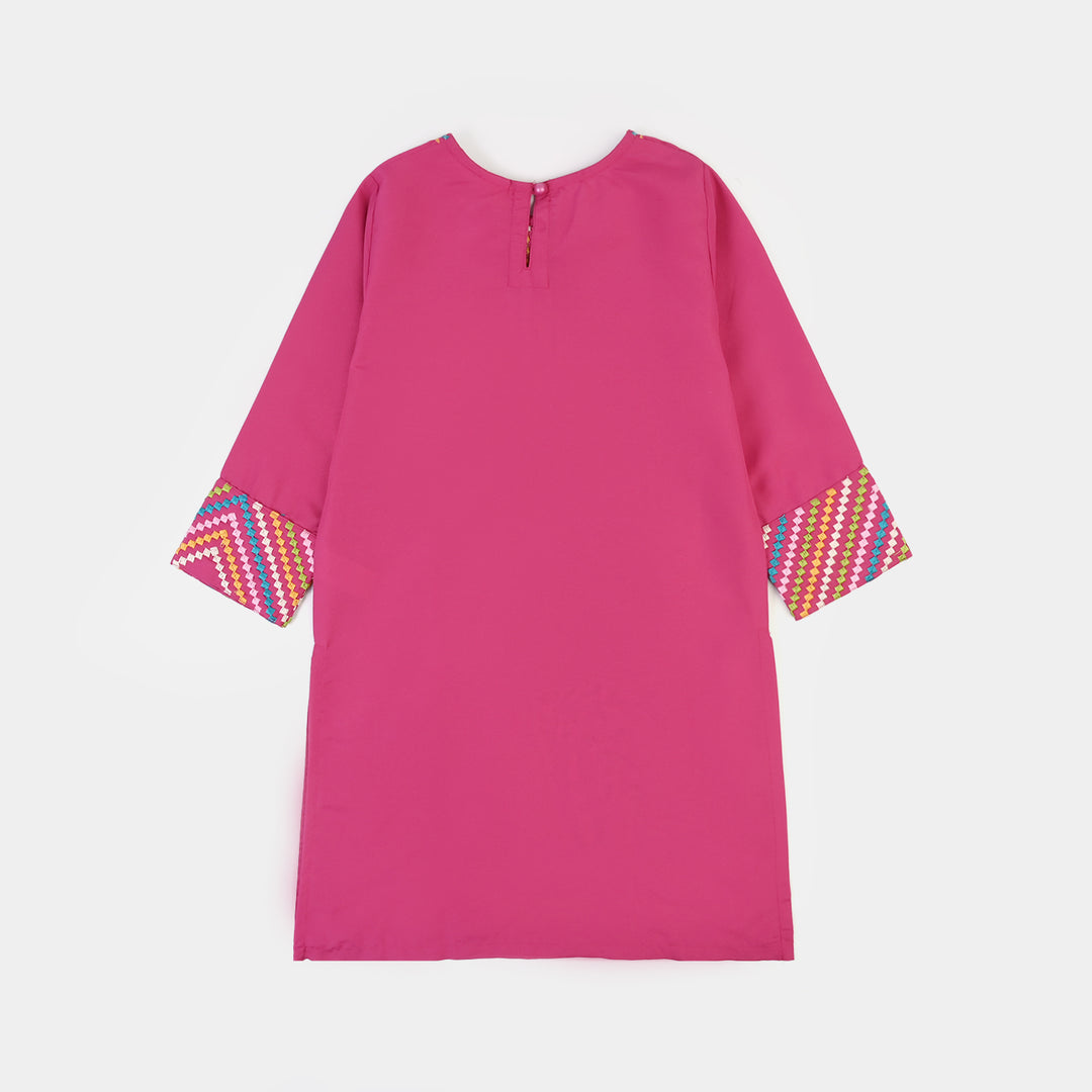 Girls poly cambric Emb 2Pcs Rang-E-Saheli - Bright Pink