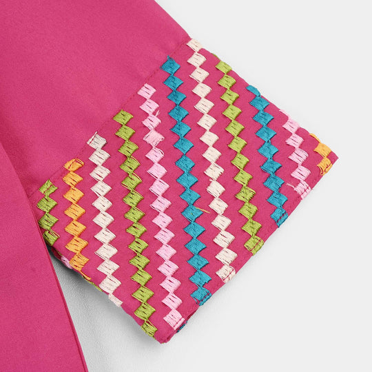 Girls poly cambric Emb 2Pcs Rang-E-Saheli - Bright Pink