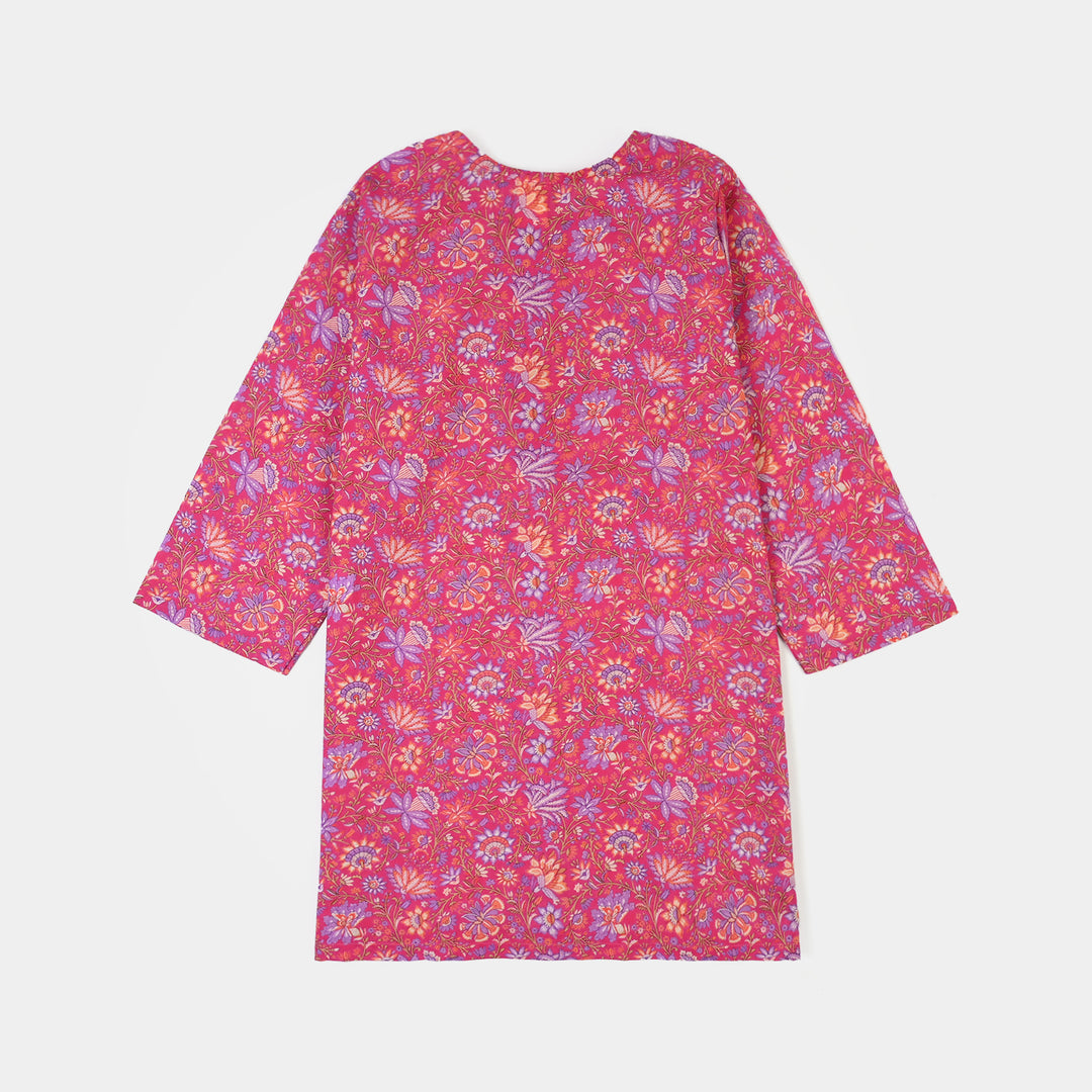 Girls Cotton Printed 2Pcs Floral-PINK