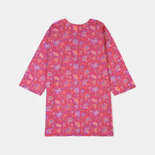 Girls Cotton Printed 2Pcs Floral-PINK