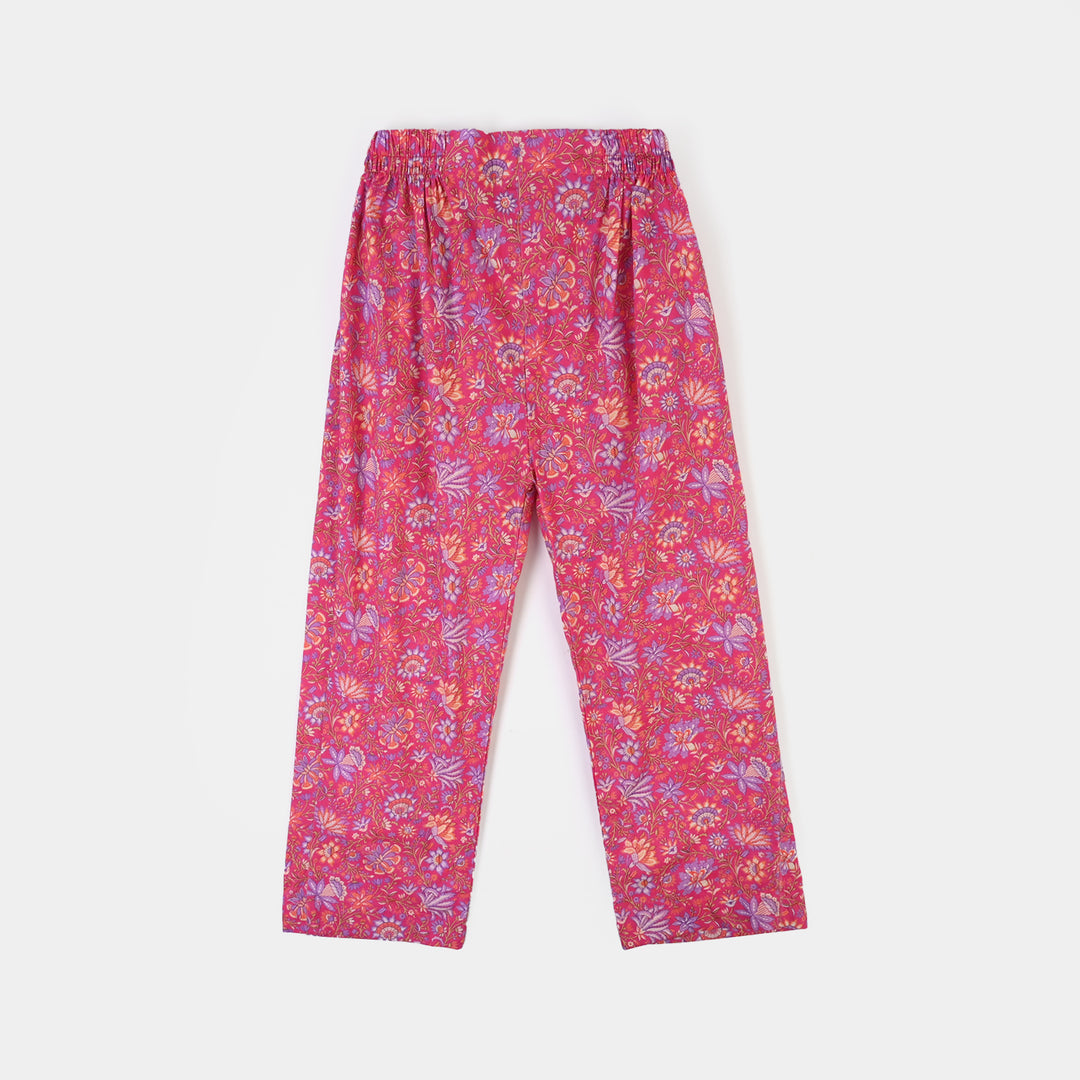Girls Cotton Printed 2Pcs Floral-PINK