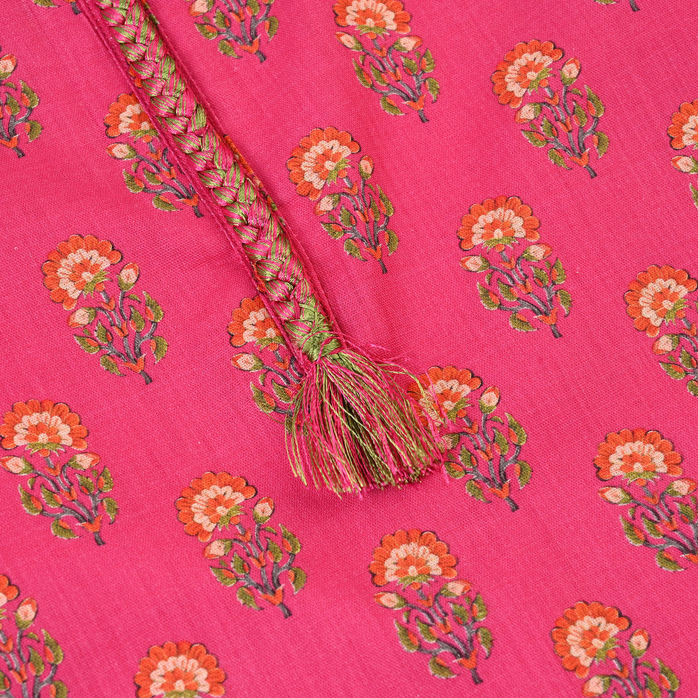 Girls Cotton Printed Kurti Tulip - Bright Pink