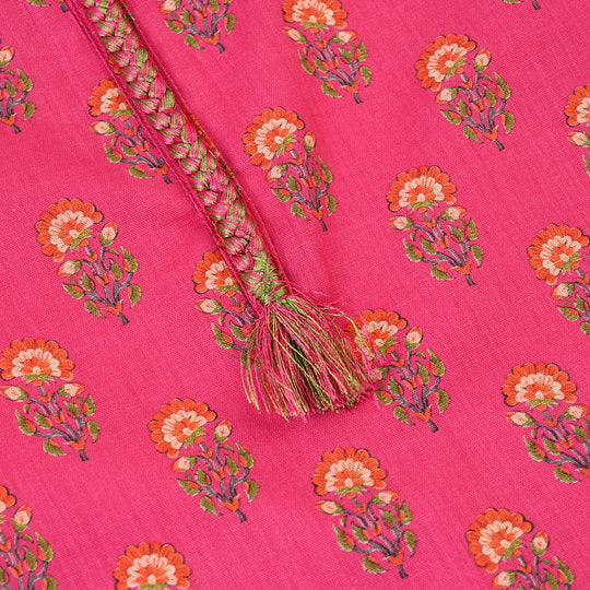 Girls Cotton Printed Kurti Tulip - Bright Pink