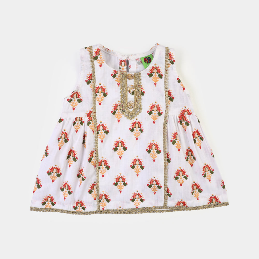 Infant Girls Cotton 2Pcs Roshan-Off White
