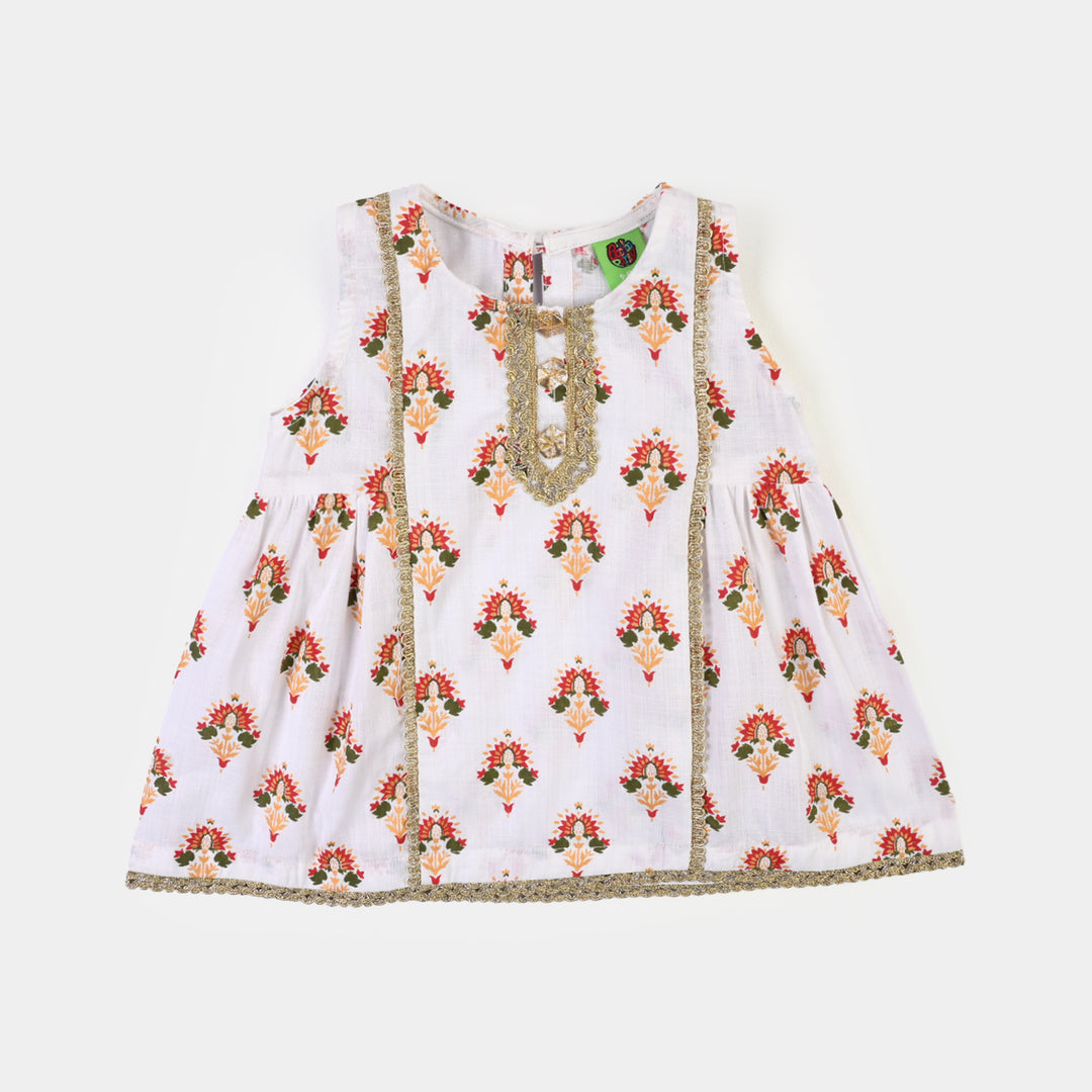 Infant Girls Cotton 2Pcs Roshan-Off White
