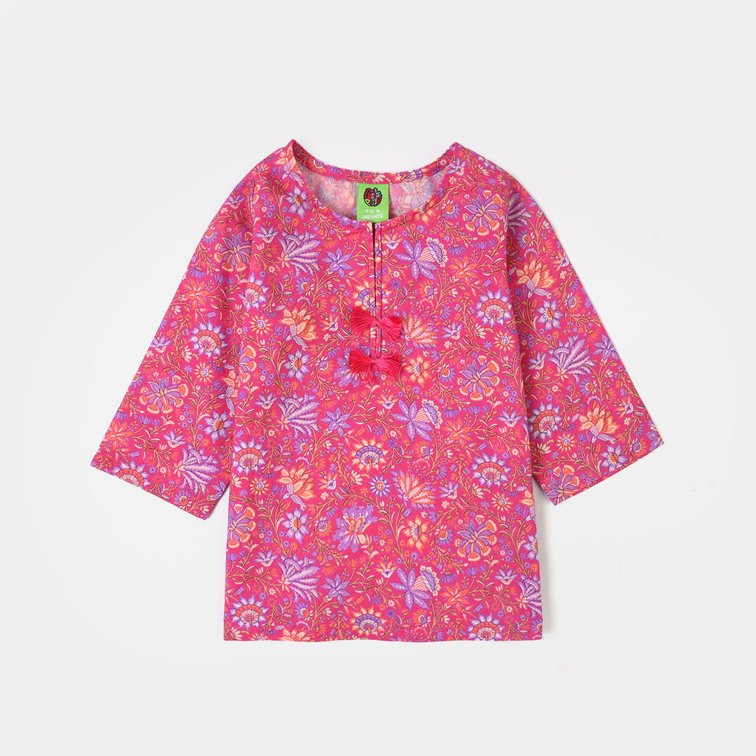 Infant Girls Cotton Printed 2Pcs Floral-PINK