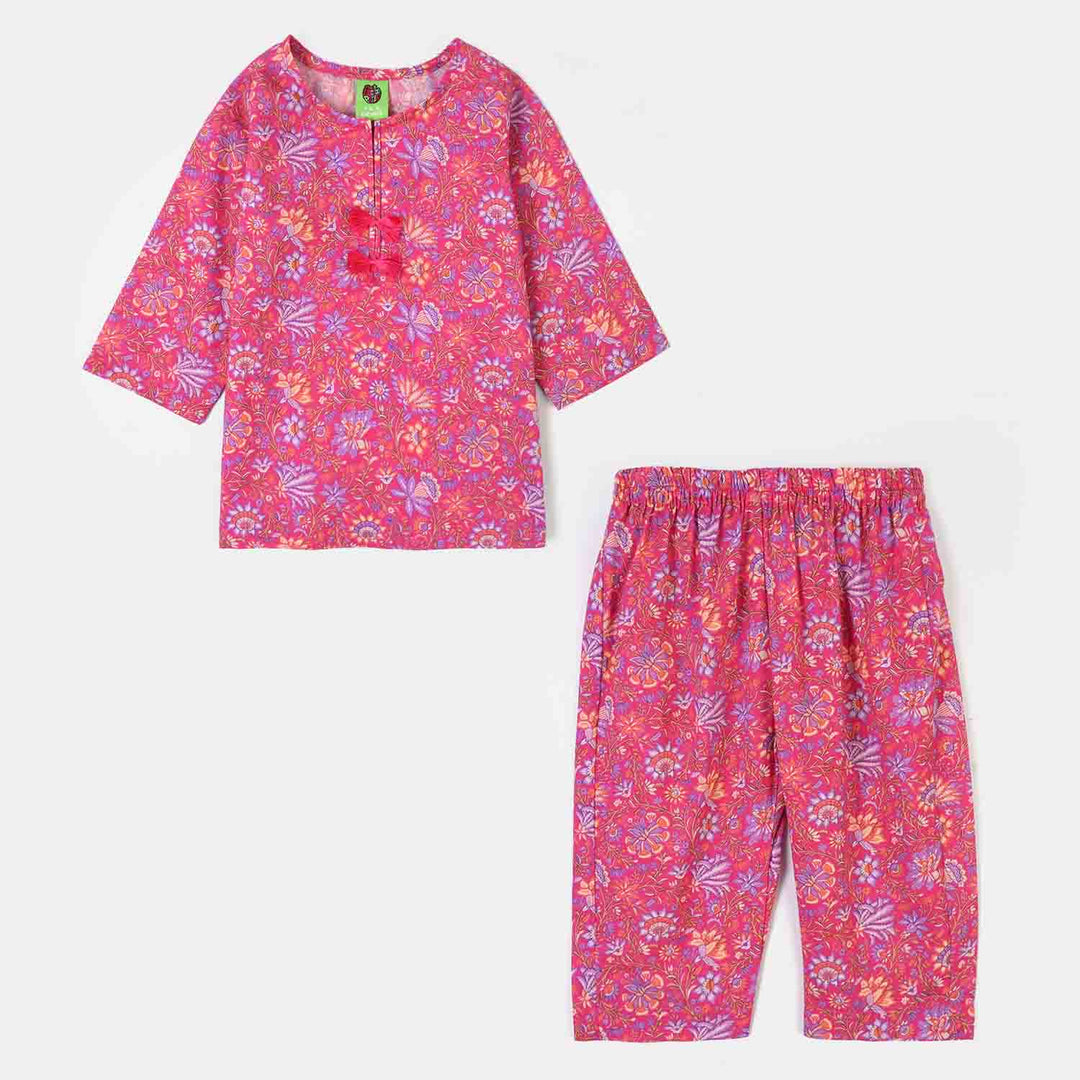 Infant Girls Cotton Printed 2Pcs Floral-PINK