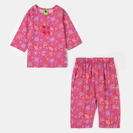 Infant Girls Cotton Printed 2Pcs Floral-PINK