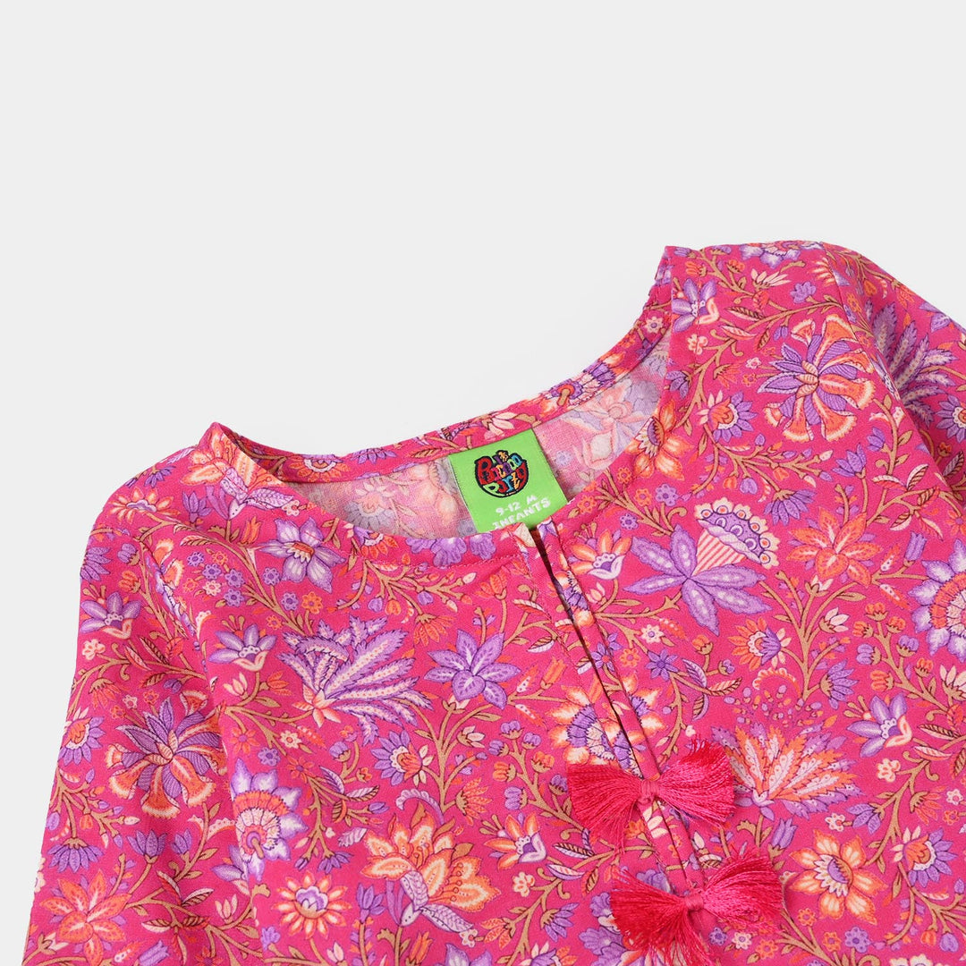 Infant Girls Cotton Printed 2Pcs Floral-PINK