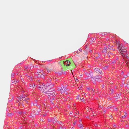 Infant Girls Cotton Printed 2Pcs Floral-PINK
