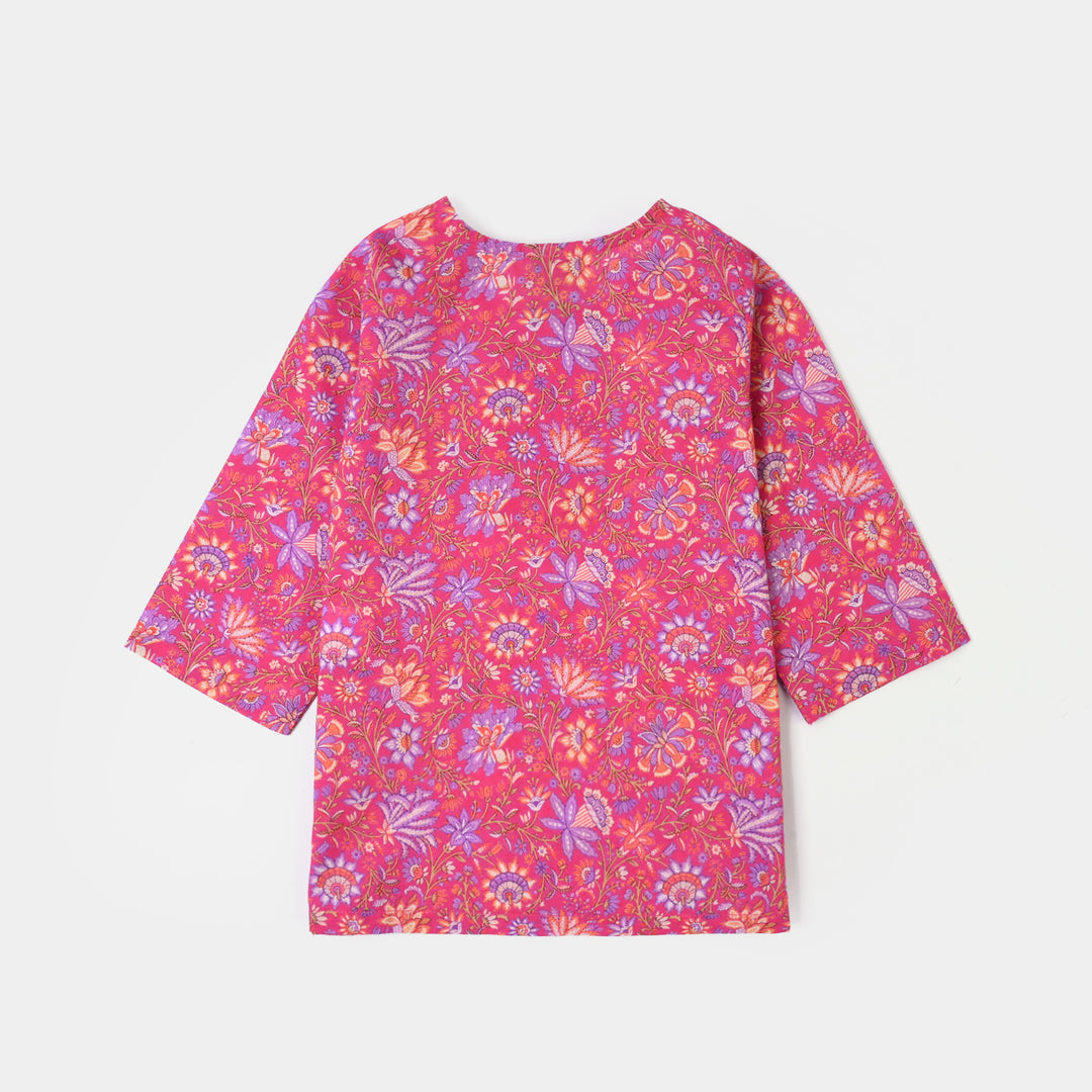 Infant Girls Cotton Printed 2Pcs Floral-PINK