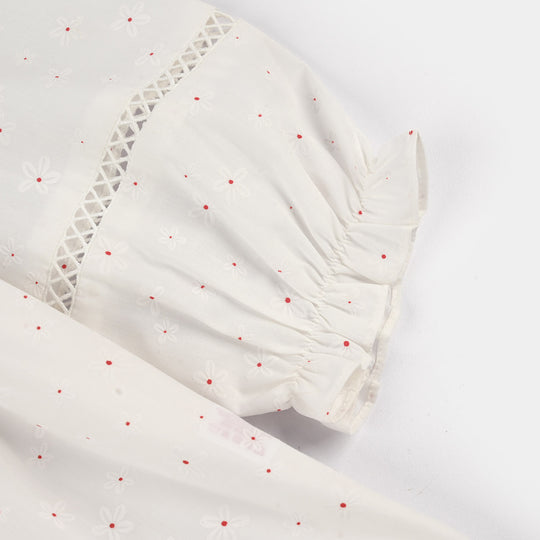 Girls Poly Cotton Casual Top Star-WHITE