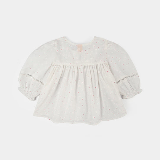 Girls Poly Cotton Casual Top Star-WHITE