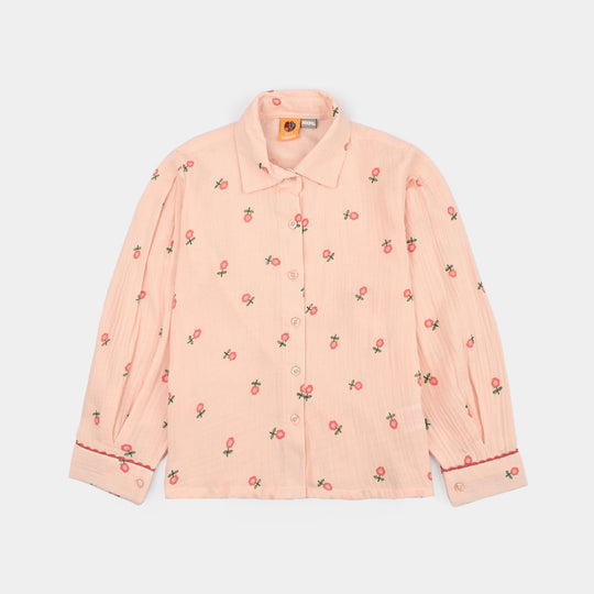 Girls Gauze Co-Ord Set Pretty Pink-LT.Pink