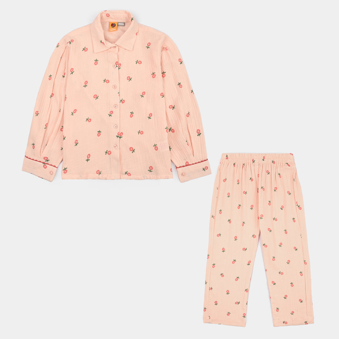Girls Gauze Co-Ord Set Pretty Pink-LT.Pink