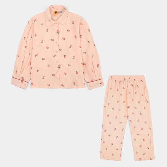Girls Gauze Co-Ord Set Pretty Pink-LT.Pink