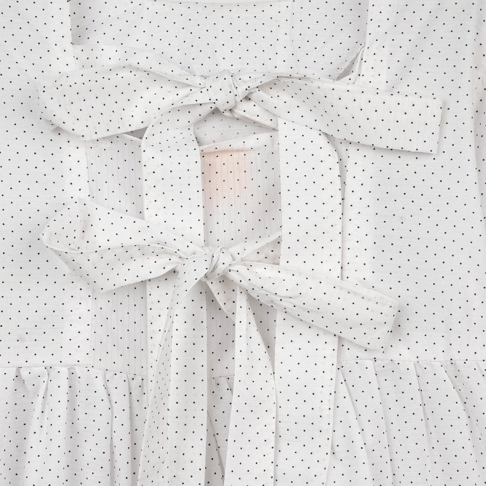 Girls Cotton Casual Frock Puffy-WHITE