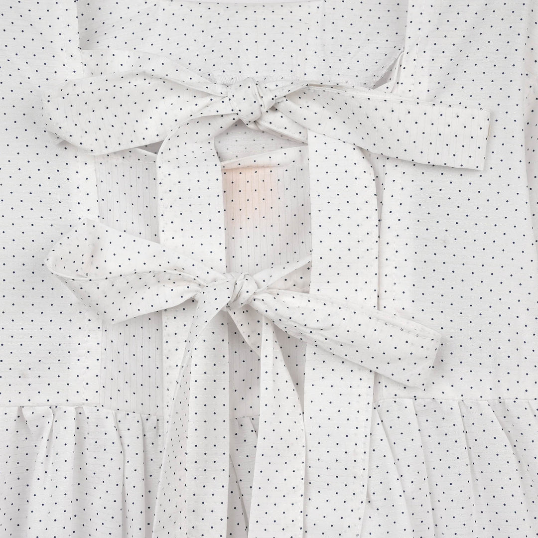 Girls Cotton Casual Frock Puffy-WHITE