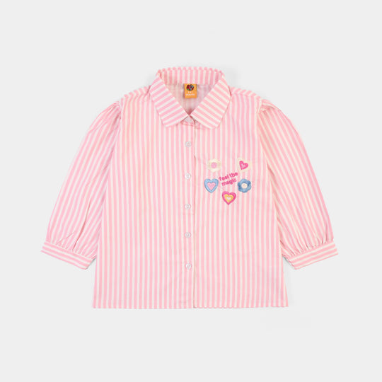 Girls Cotton Emb Top Hearty-PINK