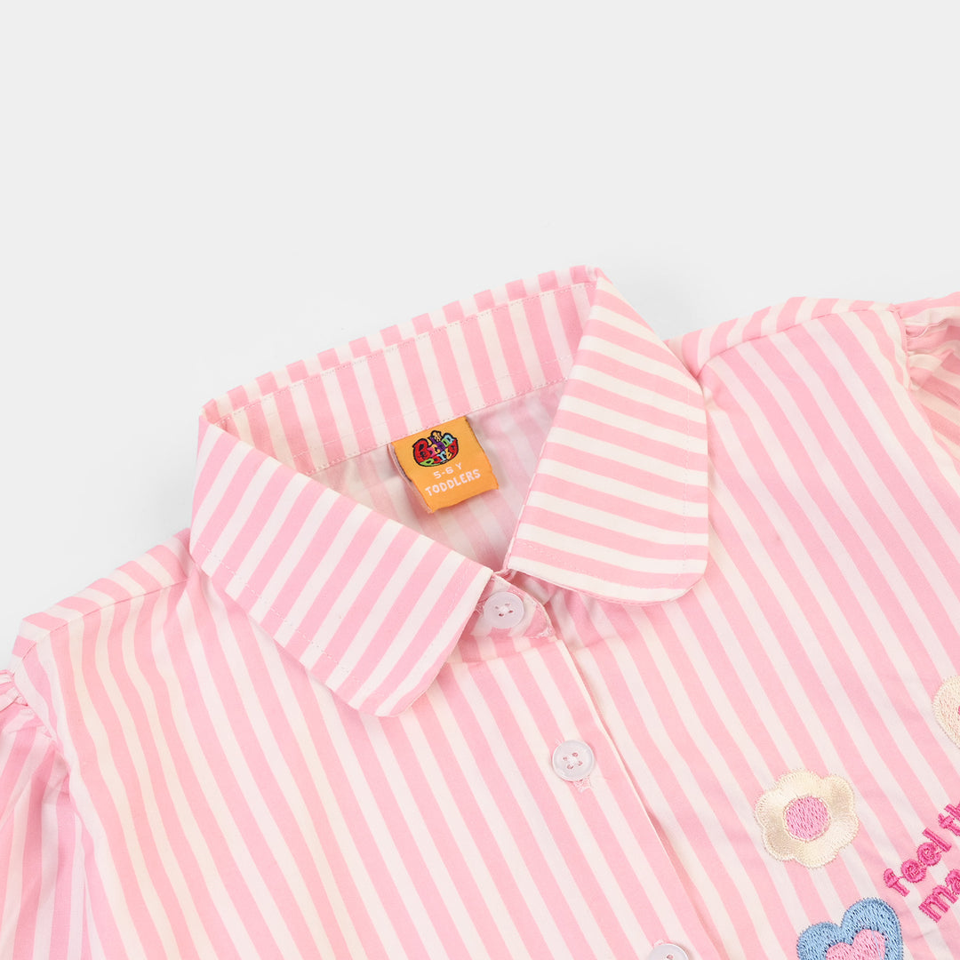 Girls Cotton Emb Top Hearty-PINK