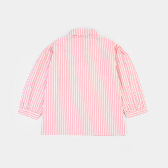 Girls Cotton Emb Top Hearty-PINK