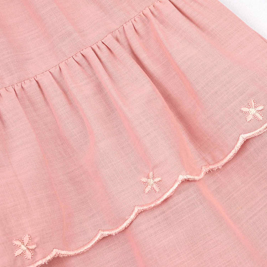 Girls Cotton Emb Short Skirt Candy- Pink