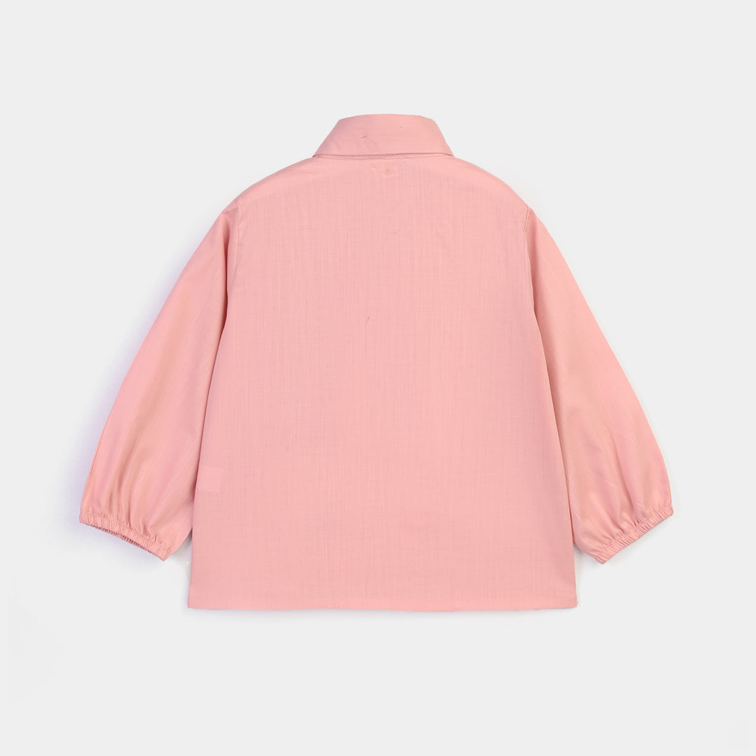 Girls Cotton Casual Top Pearls-Pink