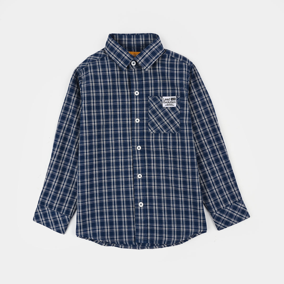Teens Boys Yarn Dyed Shirt (Lead Evolution)-Blue