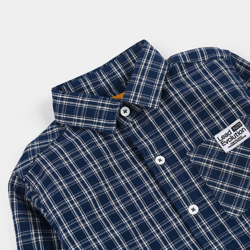 Teens Boys Yarn Dyed Shirt (Lead Evolution)-Blue