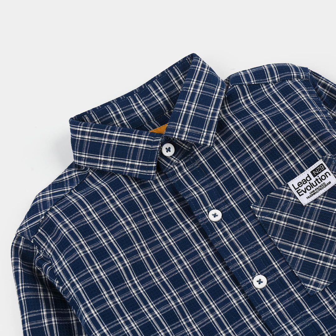 Teens Boys Yarn Dyed Shirt (Lead Evolution)-Blue