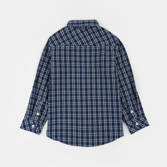 Teens Boys Yarn Dyed Shirt (Lead Evolution)-Blue