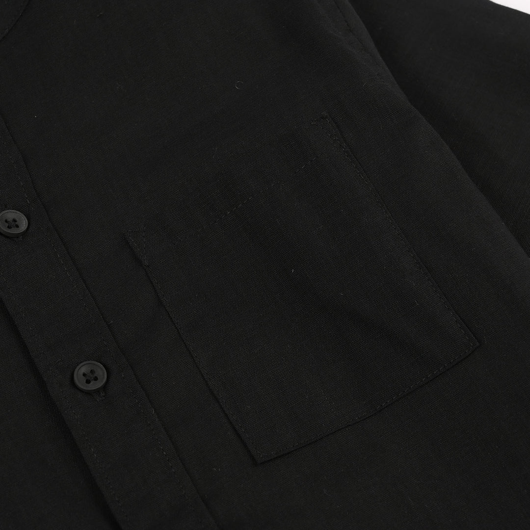 Boys Cotton Slub Shirt (Hello) - BLACK