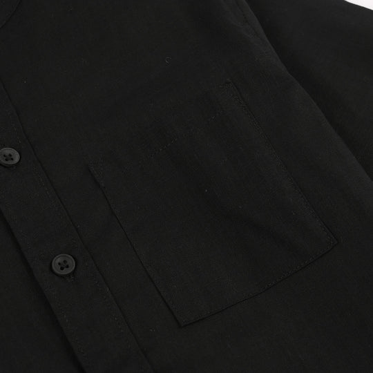 Boys Cotton Slub Shirt (Hello) - BLACK