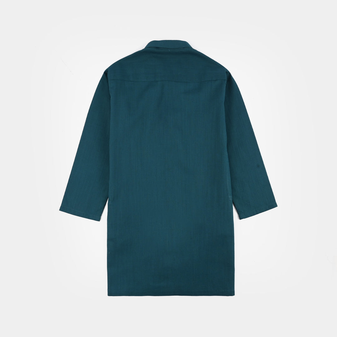 Boys Cotton Slub Kurta (Cut N Sew)- Teal Blue