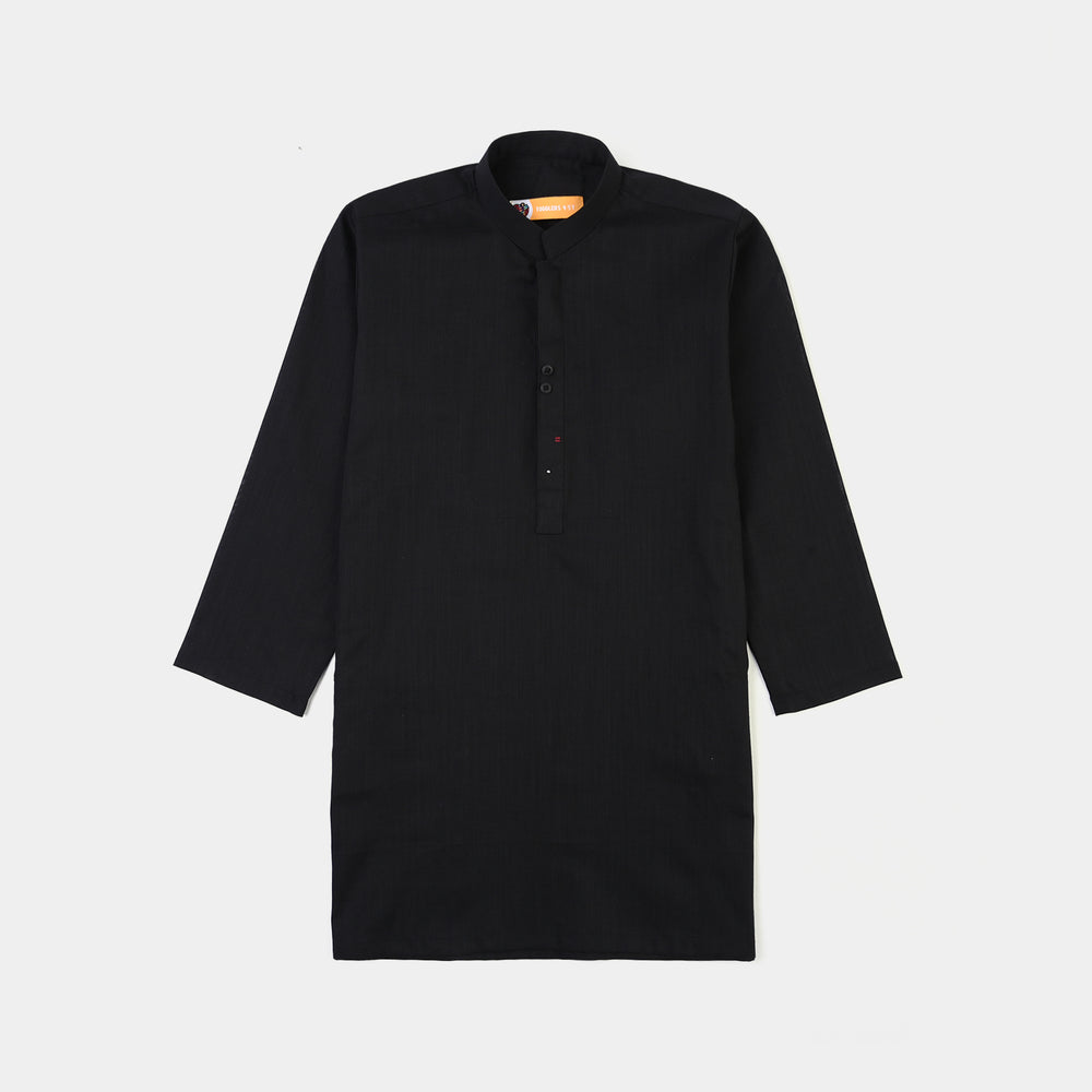 Boys Cotton Slub 3Piece Suit (Black Puff)