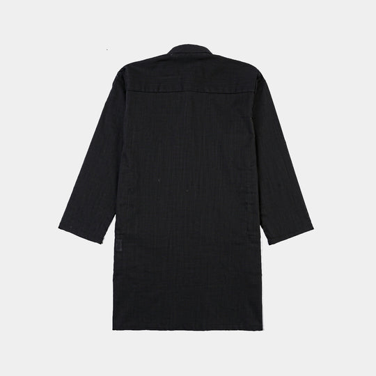 Boys Cotton Slub 3Piece Suit (Black Puff)