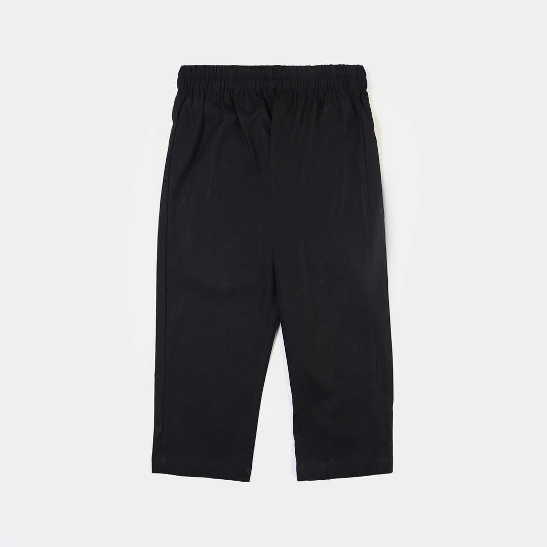 Boys Cotton Slub 3Piece Suit (Black Puff)