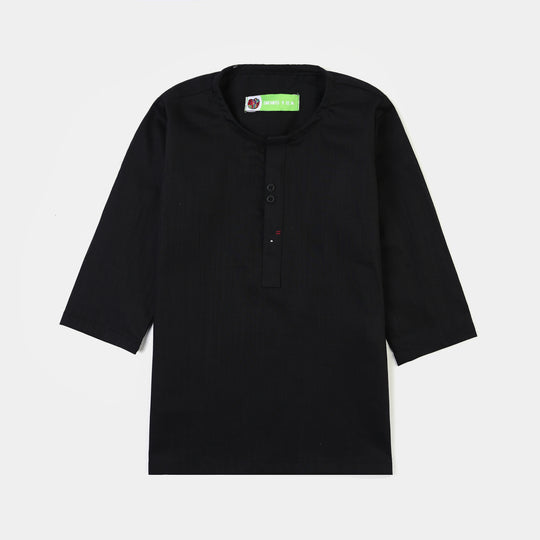 Infant Boys Cotton Slub 3Piece Suit (Black Puff)