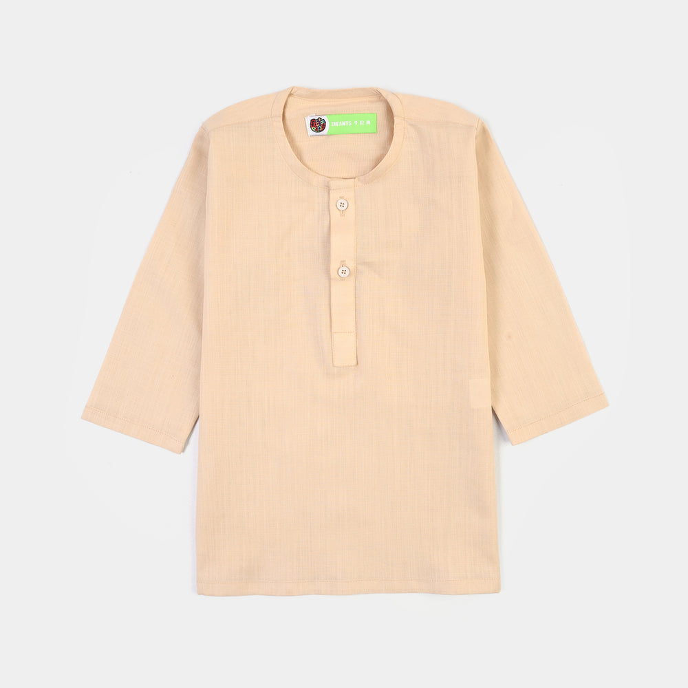 Infant Boys Cotton Slub 3Piece Suit (Peach Punch)