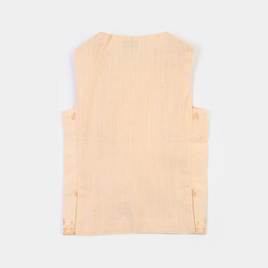 Infant Boys Cotton Slub 3Piece Suit (Peach Punch)