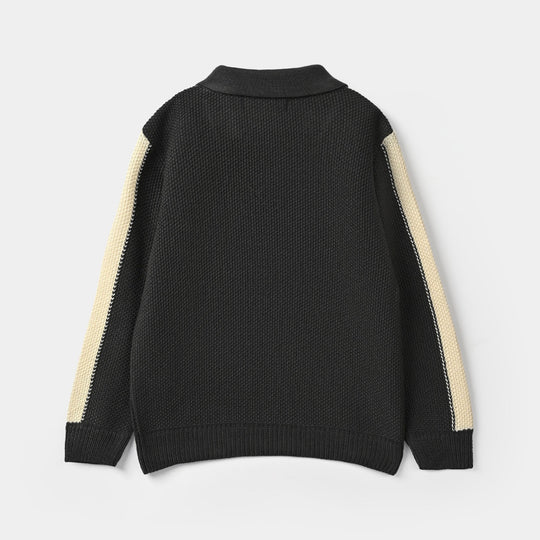 Boys Acrylic Sweater-New York-D.Grey.Off.White