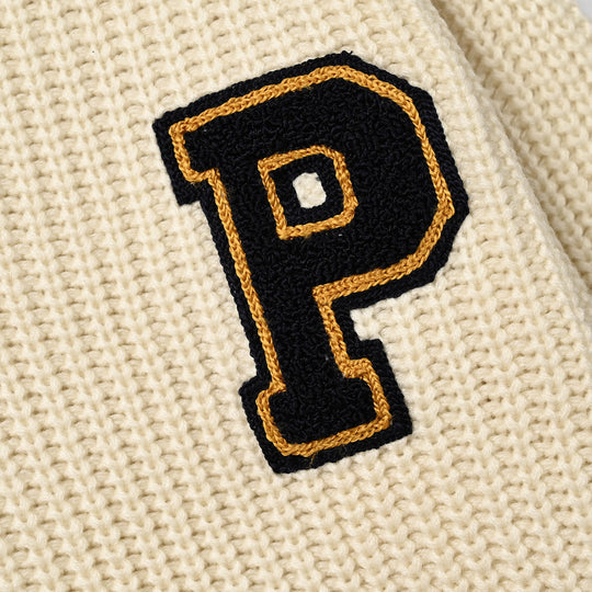 Boys Acrylic Sweater-Letter P-Off.White