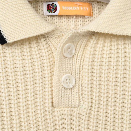 Boys Acrylic Sweater-Letter P-Off.White