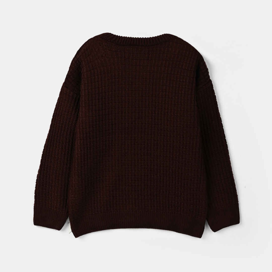 Boys Acrylic Sweater Block Box - BROWN