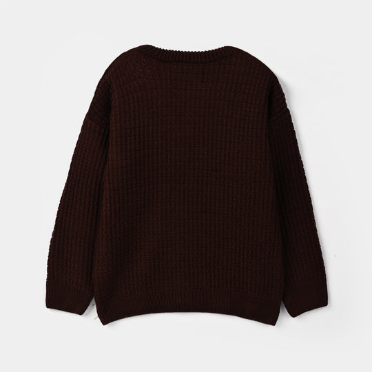 Boys Acrylic Sweater Block Box - BROWN