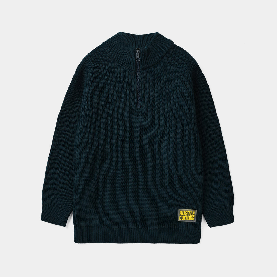 Boys Acrylic Sweater Hustle - Teal Blue