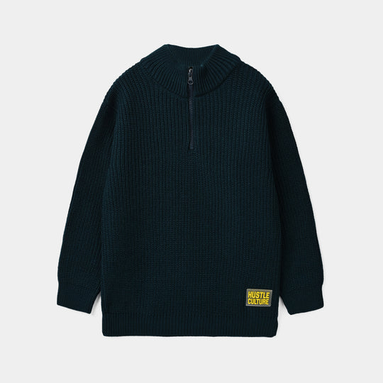 Boys Acrylic Sweater Hustle - Teal Blue