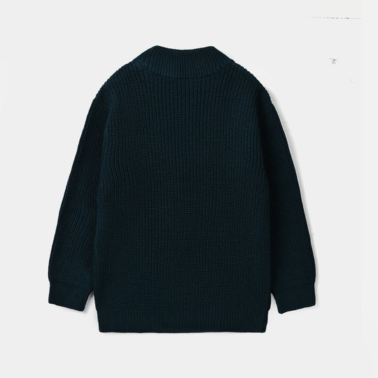 Boys Acrylic Sweater Hustle - Teal Blue